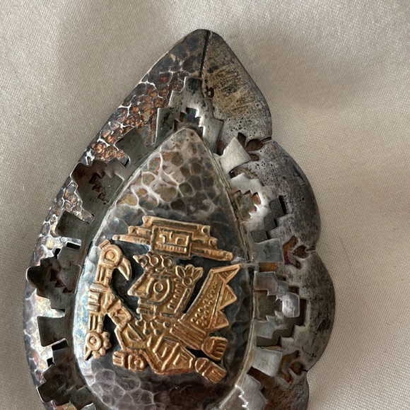 Peruvian Silver & gold broach - Picture 5 of 12